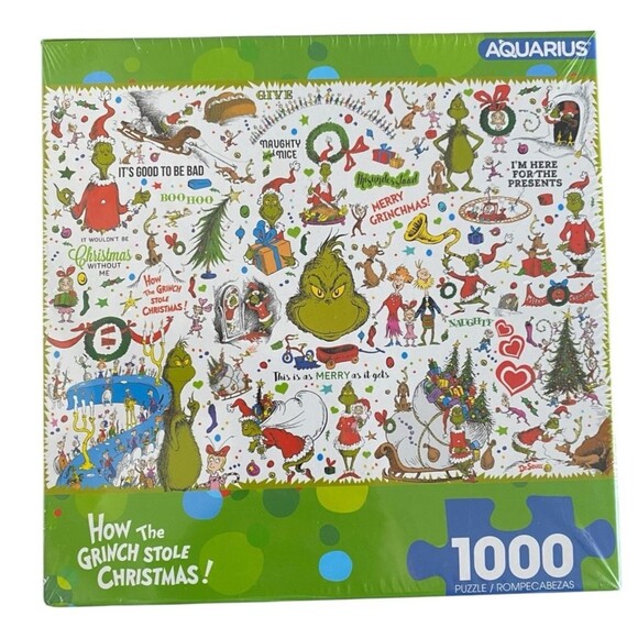Dr Seuss Grinch & Max Plush Lot w/ 1000 Pc Puzzle How The Grinch Stole Christmas - Picture 4 of 5
